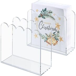 SILUT 2 Pack Napkin Holder for Table, Acrylic Napkins Holder, Napkin Dispenser for Kitchen Table, Cocktail Napkin Holder for Bar, Banquet, Restaurant, Freestanding Napkins Holder - Black in Saudi Arabia