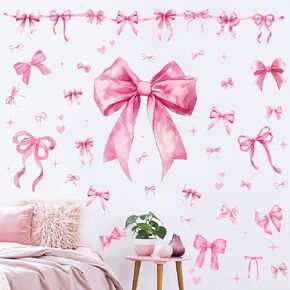 Pink Bow Wall Decal Stickers Christmas Decorations Stickers Removable Christmas Decorations Indoor Home Decor for Room Nursery School Restaurant Cafe Door Window Party in Saudi Arabia