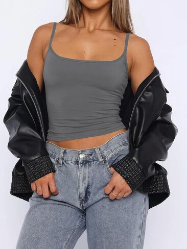 Women's Tank Tops Sexy Slim Fit Spaghetti Strap Tank Top Cute Summer Square Neck Workout Camisole Tops in Saudi Arabia