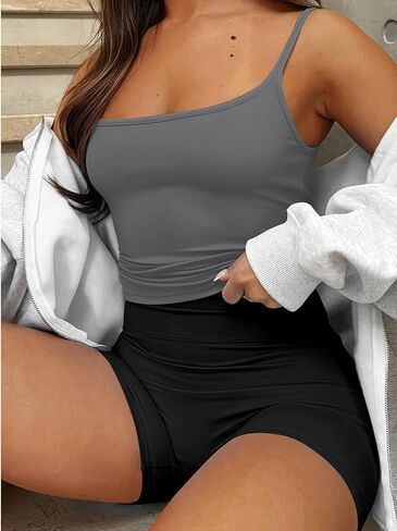 Women's Tank Tops Sexy Slim Fit Spaghetti Strap Tank Top Cute Summer Square Neck Workout Camisole Tops in Saudi Arabia