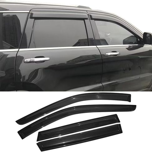 Window Visor Compatible with 2011-2021 Jeep Grand Cherokee WK2 & 2022 Grand Cherokee WK, Slim Style Acrylic Smoke Tinted Sun Rain Shade Guard Wind Vent Air Deflector by IKON MOTORSPORTS, 2012 in Saudi Arabia