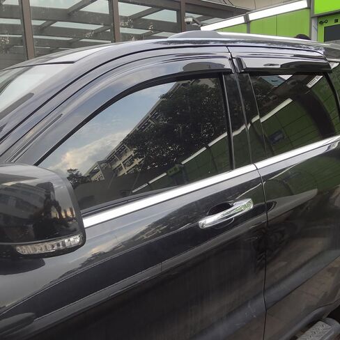Window Visor Compatible with 2011-2021 Jeep Grand Cherokee WK2 & 2022 Grand Cherokee WK, Slim Style Acrylic Smoke Tinted Sun Rain Shade Guard Wind Vent Air Deflector by IKON MOTORSPORTS, 2012 in Saudi Arabia