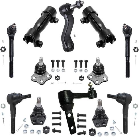 Detroit Axle - 2WD Front 12pc Suspension Kit for 00-02 Dodge Ram 2500 3500, 4 Upper Lower Ball Joints 4 Outer Inner Tie Rods 2 Adjustment Sleeves 1 Idler Arm 1 Pitman Arm 2000 2001 2002 Replacement in Saudi Arabia
