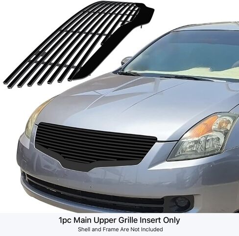 APS Compatible with Nissan Altima 2007-2009 Sedan Main Upper Stainless Steel Silver Horizontal Billet Front Grill Grille Insert N86565C in Saudi Arabia