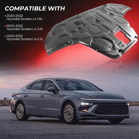 درع سبلاش المحرك من الفولاذ الكربوني لسيارة Hyundai Sonata 2020 2021 2022 2023 2024 2025، واقي علبة المحرك أسفل غطاء المحرك، أغطية الطين الواقية للمحرك الأمامي بما في ذلك أدوات المسمار in Saudi Arabia