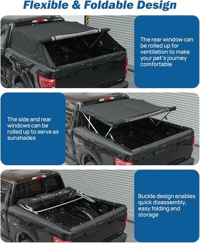 سرير شاحنة JOYTUTUS قابل للطي، غطاء ناعم متوافق مع F150 2015-2025 مع سرير 5.5 قدم، غطاء شاحنة العربة in Kuwait
