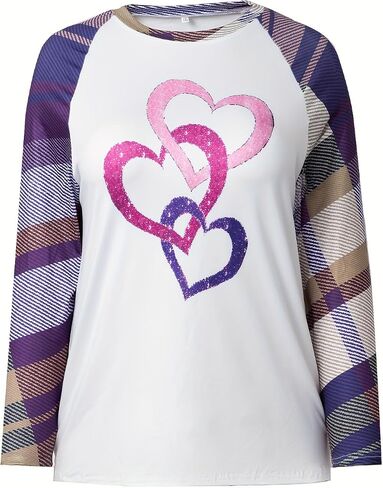 Plus Size Womens Crew Neck Shirt Casual Long Sleeve Tops Graphic Striped Fall Loose Blouses in Saudi Arabia