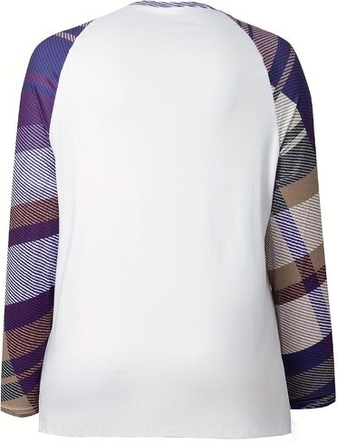 Plus Size Womens Crew Neck Shirt Casual Long Sleeve Tops Graphic Striped Fall Loose Blouses in Saudi Arabia