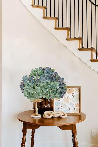 9 Pcs Fall Hydrangea Artificial Flowers for Decoration, Fall Artificial Flowers Floral Stems for Centerpieces, 12.5"Falls Silk Flower Fake Flower Bouquet for Autumn Farmhouse Wedding Decor, Blue/Green in Saudi Arabia