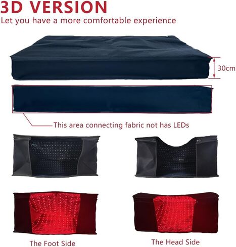 العلاج بالضوء الأحمر بطانية العلاج حصيرة كبيرة 1280 قطعة الخرز LED 660nm 850nm 71x31 بوصة العلاج بالأشعة تحت الحمراء الحمراء لتخفيف أجزاء الجسم بالكامل في وقت واحد in Kuwait