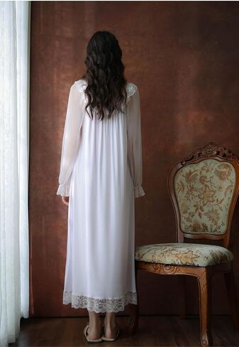 Women's Vintage Victorian Princess Nightgown Long Sleeve Sleepwear Lounge Dress For Spring And Autumn in Saudi Arabia
