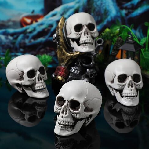 Garneck 6Pcs Halloween Skulls, Halloween Realistic Skeleton Heads Props Plastic Skulls Head for Home Table Decor Ghost House, 3.5x4x5.3 Inch in Saudi Arabia