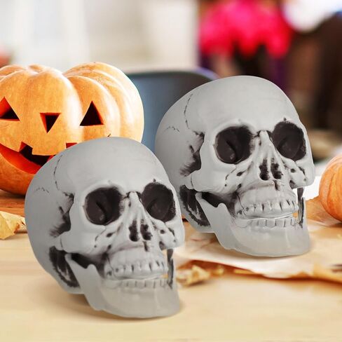 Garneck 6Pcs Halloween Skulls, Halloween Realistic Skeleton Heads Props Plastic Skulls Head for Home Table Decor Ghost House, 3.5x4x5.3 Inch in Saudi Arabia