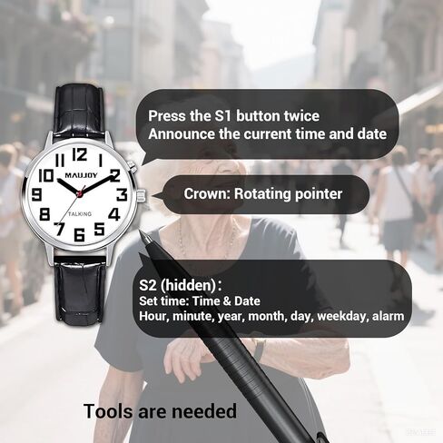 ساعة تناظرية للمرأة الناطقة، رقمية كبيرة، صوت إنجليزي أمريكي عالي وواضح سيقول المنبه والوقت والتاريخ، الخيار الأفضل لكبار السن in Kuwait