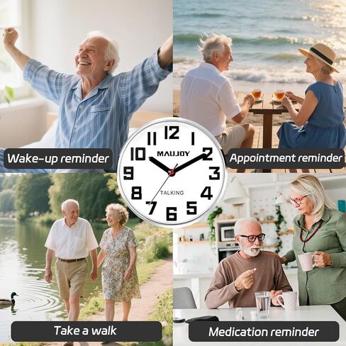 ساعة تناظرية للمرأة الناطقة، رقمية كبيرة، صوت إنجليزي أمريكي عالي وواضح سيقول المنبه والوقت والتاريخ، الخيار الأفضل لكبار السن in Kuwait