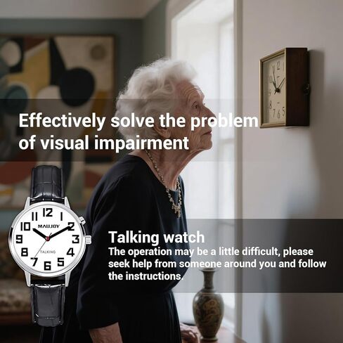 ساعة تناظرية للمرأة الناطقة، رقمية كبيرة، صوت إنجليزي أمريكي عالي وواضح سيقول المنبه والوقت والتاريخ، الخيار الأفضل لكبار السن in Kuwait