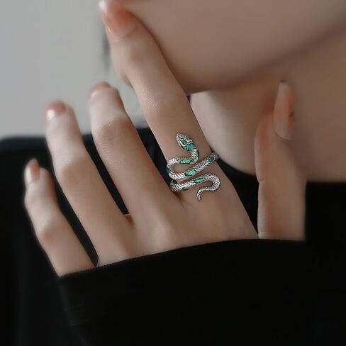 Snake Ring for Women Vintage Animal Snake Wrap Stacking Statement Rings Adjustable Enamel Snake Finger Ring Punk Gothic Snake Jewelry Gifts in Kuwait