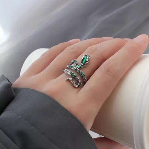 Snake Ring for Women Vintage Animal Snake Wrap Stacking Statement Rings Adjustable Enamel Snake Finger Ring Punk Gothic Snake Jewelry Gifts in Kuwait