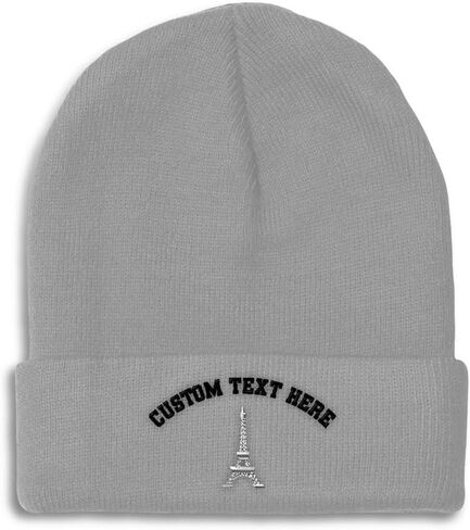Custom Beanies for Men Paris Travel Eiffel Tower Embroidery Winter Hats for Women Acrylic Skull Cap 1 Size in Kuwait