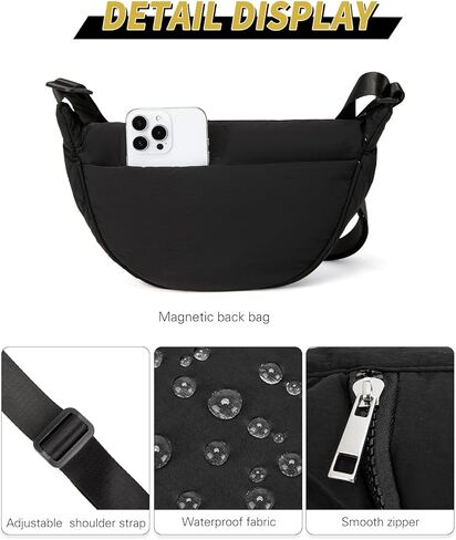 Crossbody Bags for Women Crescent Bag Nylon Sling Bag Purse with Adjustable Strap for Travel Daily in Kuwait