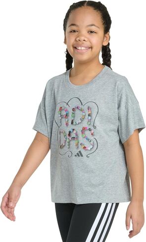 adidas Girls' Short Sleeve Drop Shoulder Tee in Saudi Arabia