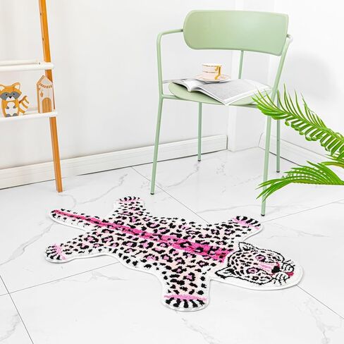 البني ليوبارد حمام حصيرة للحمام، مضحك الفهد طباعة لطيف الكرتون سجاد الحمام عدم الانزلاق على شكل حيوان ماصة حوض الاستحمام حصيرة أفخم دش باب حصيرة ديكور 39.3x25.5 بوصة in Kuwait