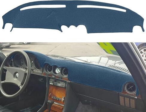 حصيرة غطاء لوحة القيادة مناسبة خصيصًا لسيارة Mercedes Benz 350SL 380SL 380SLC 450SL 450SLC 560SL بدون مستشعر المناخ، وسادة غطاء لوحة القيادة وواقي السجاد F286 (أسود) in Kuwait