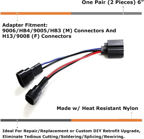 iJDMTOY Dual 9005/9006 (M) to H13 (F) Wiring Adapters Compatible with Lighting Retrofit/DIY Purpose in Saudi Arabia