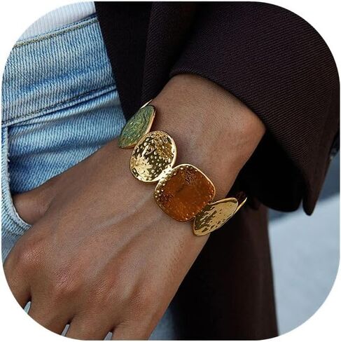 Gold Chunky Statement Bangle Cuff Bracelets for Women Open Wide Punk Bracelet Boho Jewelry in Kuwait