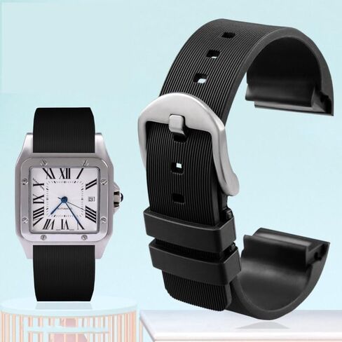 For Cartier Santos 100 Rubber Watch Straps For Both Men's And Women's Watch Chains in Saudi Arabia