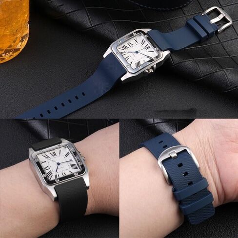 For Cartier Santos 100 Rubber Watch Straps For Both Men's And Women's Watch Chains in Saudi Arabia