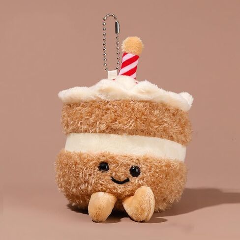 Super Cute Happy Cartoon Smiling Cup Cake Food Keychains for Women Good Luck Positive Energy Cake Key Chain Bag Pendant Gifts in Saudi Arabia