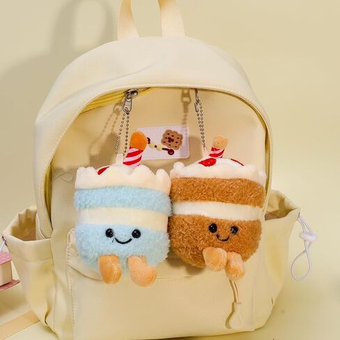 Super Cute Happy Cartoon Smiling Cup Cake Food Keychains for Women Good Luck Positive Energy Cake Key Chain Bag Pendant Gifts in Saudi Arabia