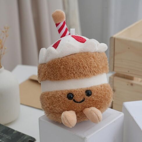 Super Cute Happy Cartoon Smiling Cup Cake Food Keychains for Women Good Luck Positive Energy Cake Key Chain Bag Pendant Gifts in Saudi Arabia