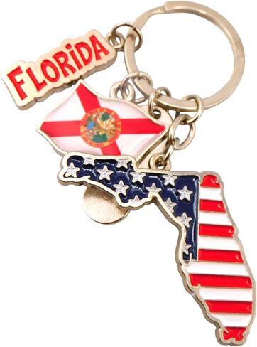 Westmon Works Florida Keychain with Metal Patriotic State Shape and Flag Charms Sunshine State Key Ring in Saudi Arabia
