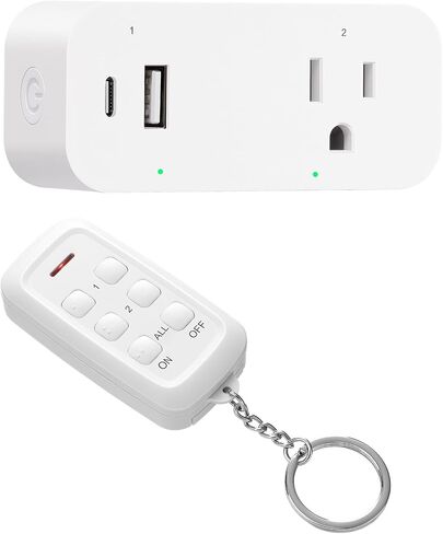 DEWENWILS Wireless Remote Control Outlet, 125V/15A/1875W Remote USB Outlet Switch, 100FT Control Range, Programmable & Expandable Indoor Remote Control Outlet, FCC Listed in Saudi Arabia