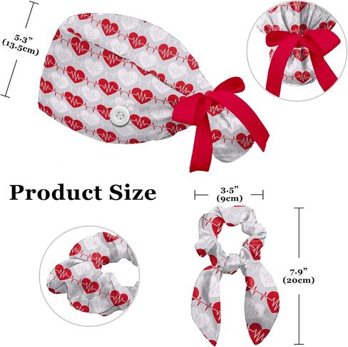 Nurse Scrub Caps for Women - Adjustable Ponytail Hat with Sweatband & Scrunchie | with Button Working Cap for Nurses in Saudi Arabia