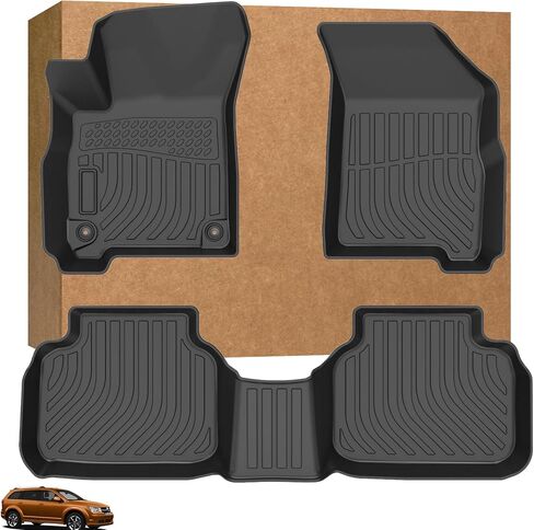 Floor Mats for Dodge Journey 2011-2020, Custom Fit Journey Floor Mat,2012 2013 2014 2015 2016 2018 2019 2017 Dodge Journey Accessories, Front & Rear Row All Weather TPE Floor Liners Waterproof Durable in Kuwait