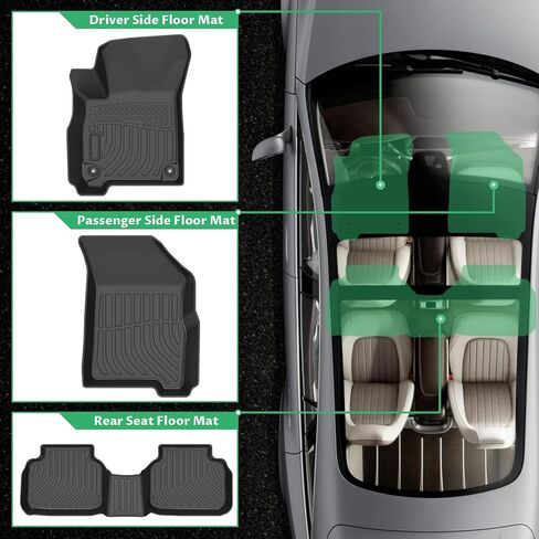 Floor Mats for Dodge Journey 2011-2020, Custom Fit Journey Floor Mat,2012 2013 2014 2015 2016 2018 2019 2017 Dodge Journey Accessories, Front & Rear Row All Weather TPE Floor Liners Waterproof Durable in Kuwait