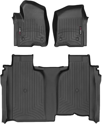 WeatherTech Custom Fit FloorLiners for Silverado 1500, Silverado 2500HD/3500HD, Sierra 1500 Limited, Sierra 1500, Sierra 2500HD/3500HD - 1st & 2nd Row (4414361V-4414366V), Black in Saudi Arabia