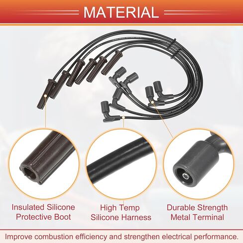 ACROPIX Car Spark Plug Coil Wires Ignition Coil Harness Cable 7mm Fit for Buick LeSabre Lucerne Park Avenue 3.8L No.12192470/12192189 - Pack of 6 in Saudi Arabia