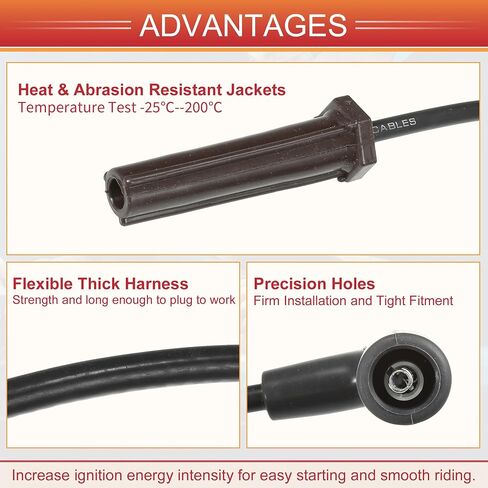 ACROPIX Car Spark Plug Coil Wires Ignition Coil Harness Cable 7mm Fit for Buick LeSabre Lucerne Park Avenue 3.8L No.12192470/12192189 - Pack of 6 in Saudi Arabia
