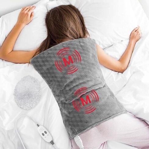 وسادة تدفئة كبيرة لتخفيف آلام الظهر وتخفيف تشنجات الدورة الشهرية، 83.88 سم × 43.18 سم، وسادات حرارية جافة ورطبة للرقبة والكتف والبطن والساق، وإيقاف تلقائي للغسيل في الغسالة باللون الرمادي in Kuwait