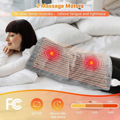 وسادة تدفئة كبيرة لتخفيف آلام الظهر وتخفيف تشنجات الدورة الشهرية، 83.88 سم × 43.18 سم، وسادات حرارية جافة ورطبة للرقبة والكتف والبطن والساق، وإيقاف تلقائي للغسيل في الغسالة باللون الرمادي in Kuwait