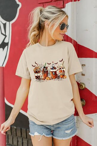 Halloween Shirts for Women Funny Graphic Print Fall T Shirt in Saudi Arabia