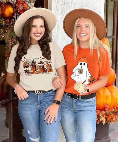 Halloween Shirts for Women Funny Graphic Print Fall T Shirt in Saudi Arabia