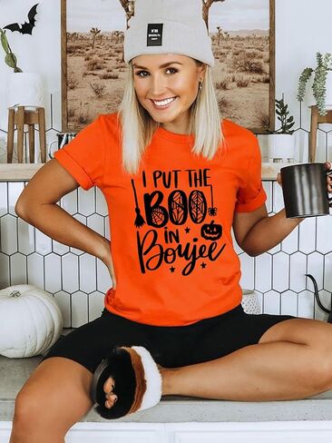 Halloween Shirts for Women Funny Graphic Print Fall T Shirt in Saudi Arabia