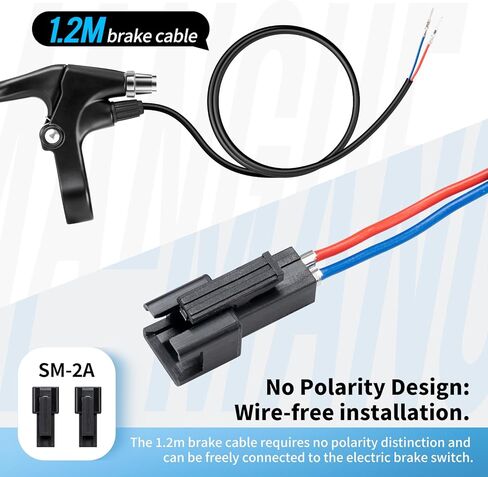 2 Pin Brake Levers for Electric Bicycle, Brake Lever Handle Bar Grips 2 Wires Left & Right E-Bike Replacement Parts (1 Pair) in Kuwait