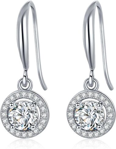 Moissanite Dangle Drop Earrings for women, 925 Sterling Silver Hook Earrings 18K White Gold D Color VVS1 Moissanite Diamond Earrings for Women Hypoallergenic Jewelry Gifts in Saudi Arabia