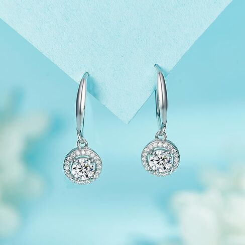 Moissanite Dangle Drop Earrings for women, 925 Sterling Silver Hook Earrings 18K White Gold D Color VVS1 Moissanite Diamond Earrings for Women Hypoallergenic Jewelry Gifts in Saudi Arabia